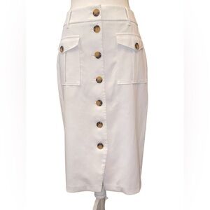 WHITE HOUSE/BLACK MARKET Beige Button Down Midi Skirt in Beige Size 6